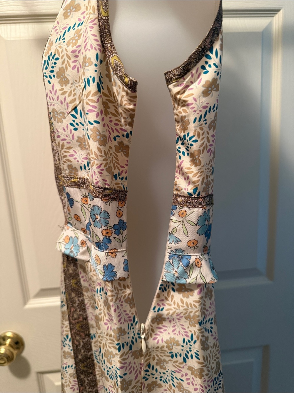 Marc By Marc Jacobs Sleeveless Midi Dress in Brown, Cream and Blue NWOT - Picture 8 of 12